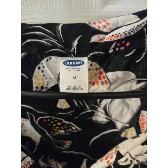 Old Navy Top Size M Black Multicolor Sleeveless Dove Theme - Picture 3 of 8